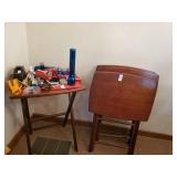 4 solid wood TV trays - no contents