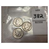 1954, two 1955 U.S. Roosevelt dimes