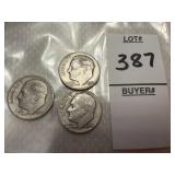 1948, two 1950 U.S. Roosevelt dimes