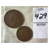 1938 Great Britain One Penny, 1937 Great Britain