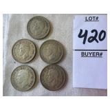 Canadian 10-cent silver coins