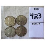 Queen Elizabeth II  Canadian 10-cent silver coins