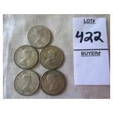 Queen Elizabeth II  Canadian 10-cent silver coins