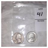 Two Washington Silver quarters