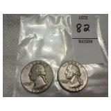 Two Washington Silver Quarters