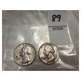 Two Washington Silver Quarters