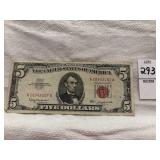 1963 $5 United States Note features a distinctive