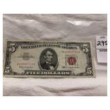 1963 $5 United States Note features a distinctive