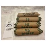 Four rolls of nonspecific US dimes