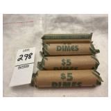 Four rolls of nonspecific US dimes
