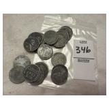 Twenty 1943 Lincoln steel wheat pennies