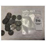 Twenty 1943 Lincoln steel wheat pennies