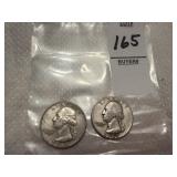 Two Washington Silver quarters