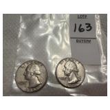 Two Washington Silver quarters