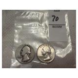 Two Washington Silver Quarters
