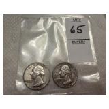 Two Washington Silver Quarters