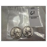 Two Washington Silver Quarters