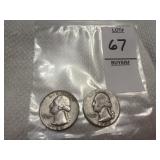 Two Washington Silver Quarters
