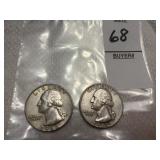 Two Washington Silver Quarters