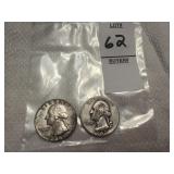 Two Washington Silver Quarters