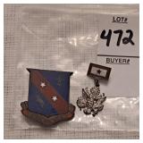 PIN BACK WWII STERLING SILVER 322nd Infantry