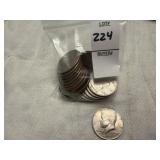 Twenty U.S. Kennedy Half Dollar coins, 1971 and
