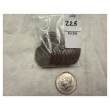 Twenty U.S. Kennedy Half Dollar coins, 1971 and