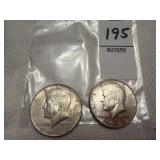 Two U.S. Kennedy Half Dollars, 40% silver