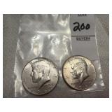 Two U.S. Kennedy Half Dollars, 40% silver