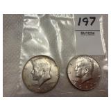 Two U.S. Kennedy Half Dollars, 40% silver