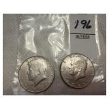 Two U.S. Kennedy Half Dollars, 40% silver