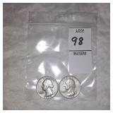 Two Washington Silver quarters