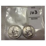 Two Washington Silver Quarters