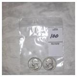 Two Washington Silver quarters