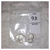 Two Washington Silver quarters