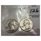 Two Washington Silver Quarters