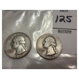Two Washington Silver Quarters