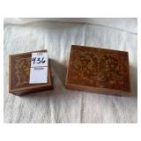 Two wooden trinket boxes