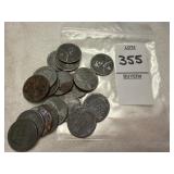 Twenty 1943 Lincoln steel wheat pennies