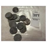 Twenty 1943 Lincoln steel wheat pennies