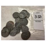 Twenty 1943 Lincoln steel wheat pennies