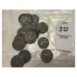 Twenty 1943 Lincoln steel wheat pennies