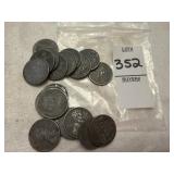 Twenty 1943 Lincoln steel wheat pennies