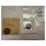 1900 and 1906 Indian head Penny