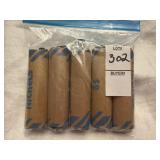 Five rolls of unspecified US nickels