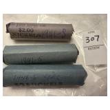 Two rolls of 1941 and one roll of 1946 US nickels