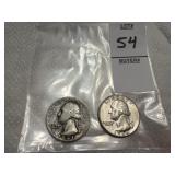 Two Washington Silver Quarters