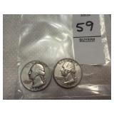 Two Washington Silver Quarters