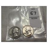 Two Washington Silver Quarters