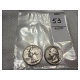 Two Washington Silver Quarters